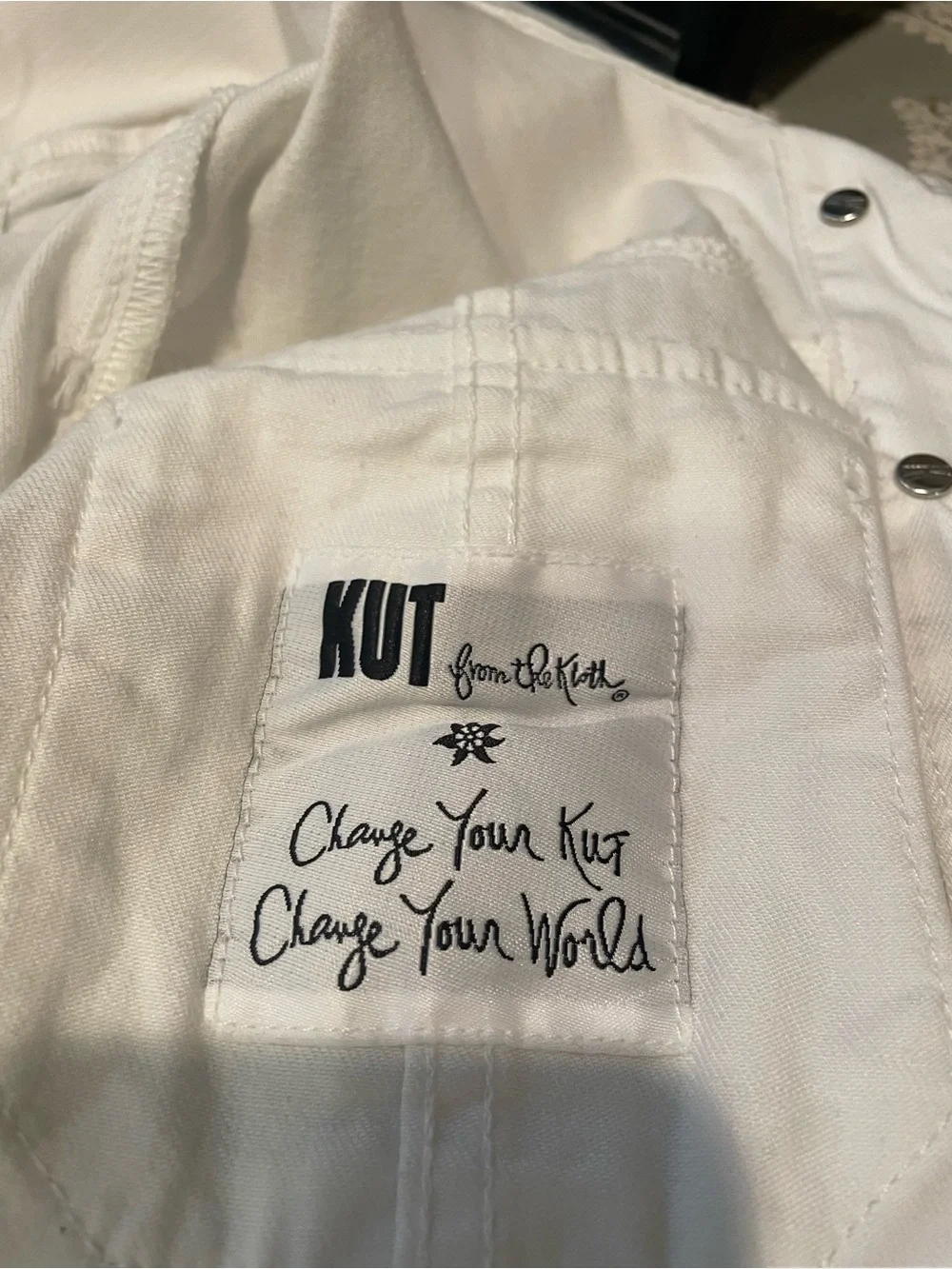 Kut from the Kloth White Denim Jean Jacket - Picture 3 of 4